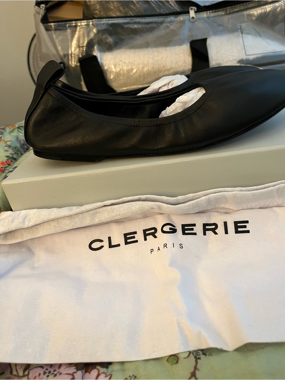 Robert Clergerie Black Leather Slip-On Ballet Flats - Picture 2 of 5